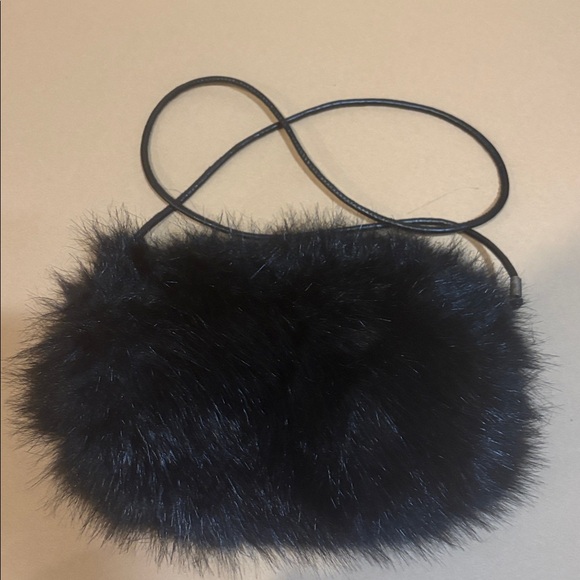 Handbags - black faux fur purse